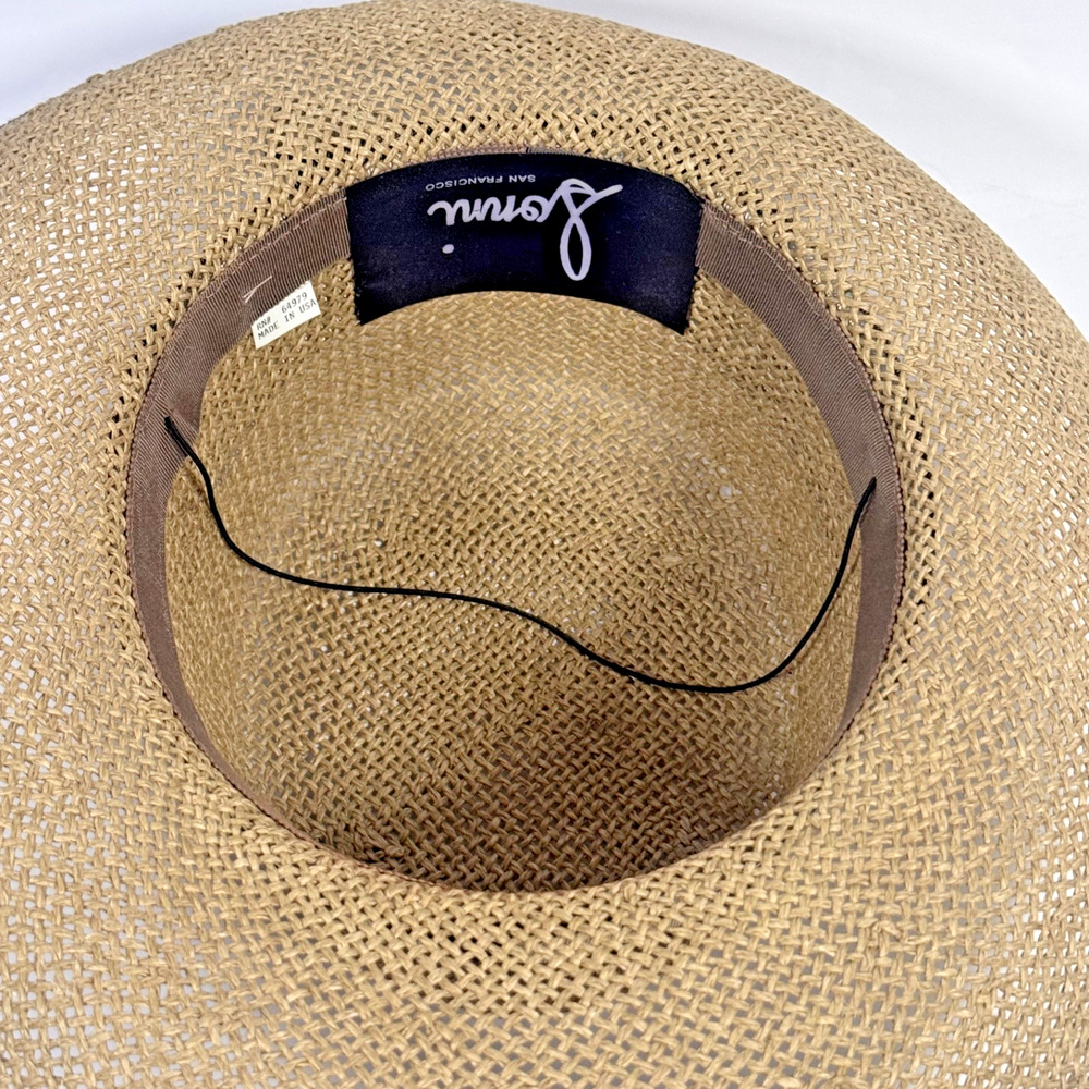 Vintage Sonni San Francisco Straw Hat Leopard Bow Wide Brim Made USA Women’s - Picture 5 of 5